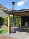 Classic Veranda + DW 0° plat dak (RVS316L) (75 cm met smoorklep (uitmonding vanaf grond 148 cm), Complete set DW voor plat dak, Met vloerplaat, Met hitteschild)