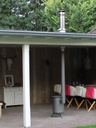 Topper Veranda + DW vlak dak (RVS316L) (75 cm met smoorklep (uitmonding vanaf grond 148 cm), Complete set DW voor plat dak, Zonder vloerplaat, Zonder hitteschild)